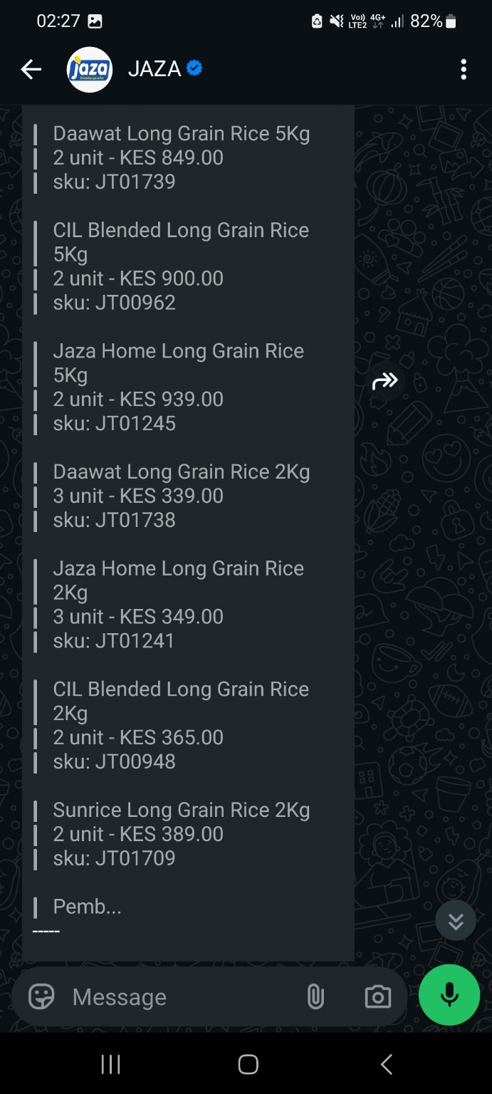 JAZA Kenya checkout item summary screenshot