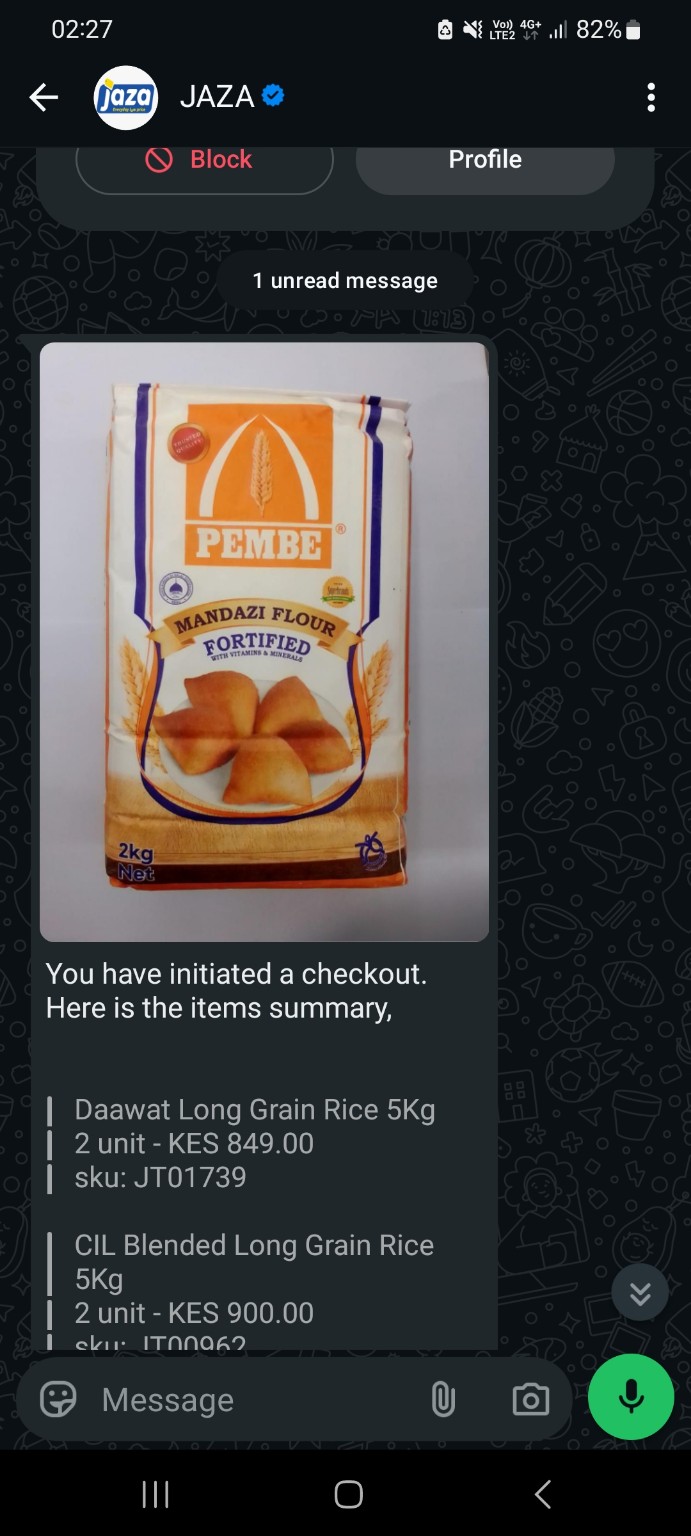 JAZA Kenya checkout item summary continued screenshot